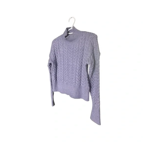 🔴 5 for $40 SALE! 
Kendall Kylie Blue Turtleneck Cropped CableKnit Sweater Sz M - Picture 4 of 14